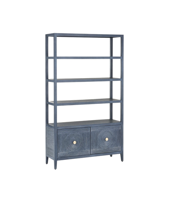 Currey and Company 3000-0265 Etagere, Vintage Navy/Brushed Brass