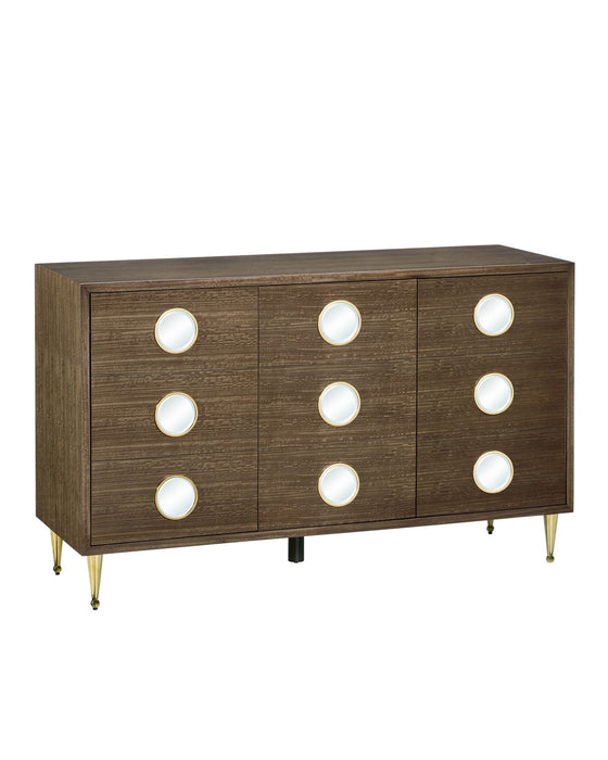 Currey and Company 3000-0297 Cabinet, Tawny Brown/Polished Brass/Mirror
