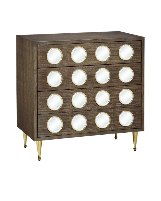Currey and Company 3000-0298 Chest, Tawny Brown/Polished Brass/Mirror/Rose
