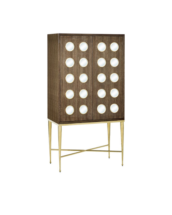 Currey and Company 3000-0299 Bar Cabinet, Tawny Brown/Polished Brass/Mirror/Natural/Clear/Rose