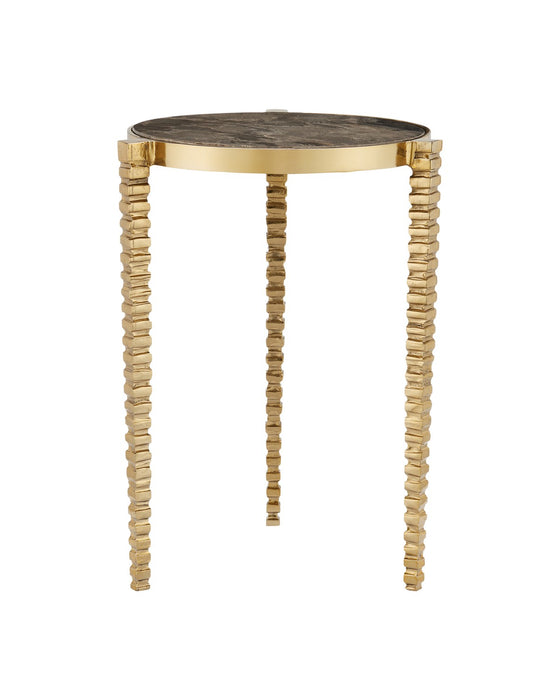 Currey and Company 4000-0180 Accent Table, Polished Brass/Natural