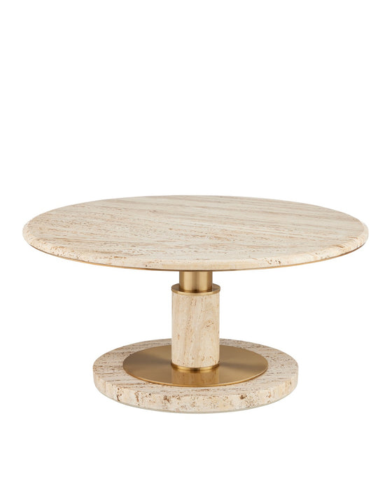 Currey and Company 4000-0184 Cocktail Table, Natural/Polished Brass