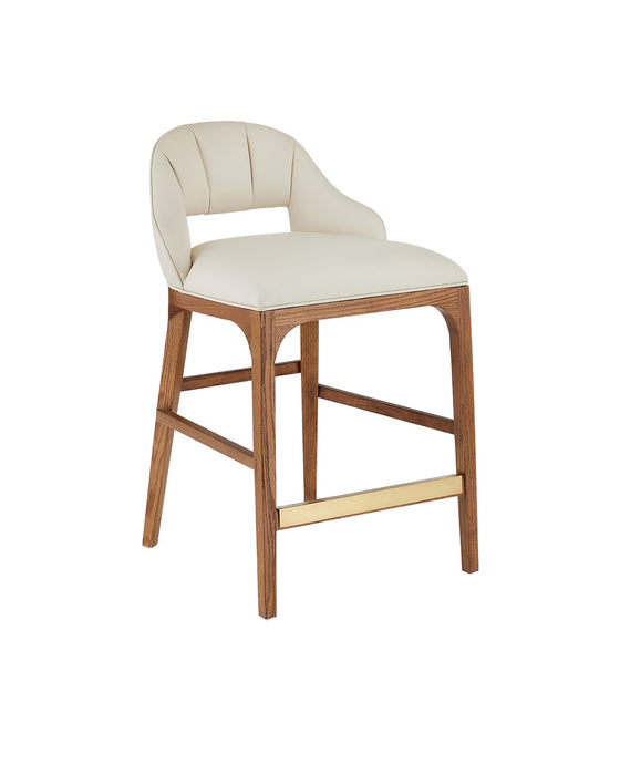 Currey and Company 7000-0722 Counter Stool, Morel Brown/Brushed Brass