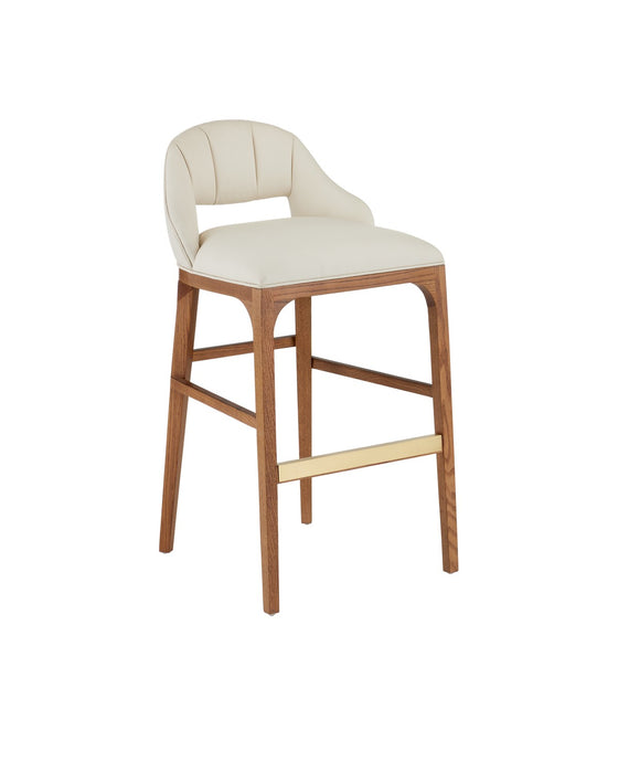 Currey and Company 7000-0732 Bar Stool, Morel Brown/Brushed Brass