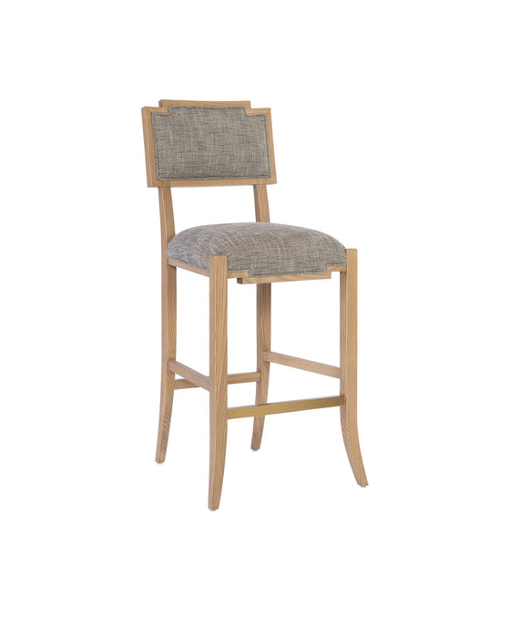 Currey and Company 7000-1012 Bar Stool, Blonde Ash Wood/Brass