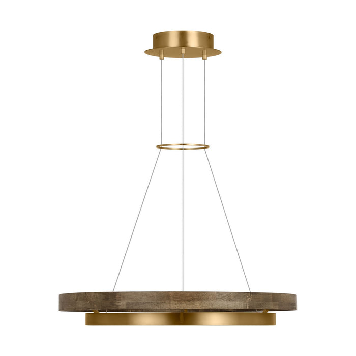 Visual Comfort Modern 700GRC30NBW-LED930 LED Chandelier, Natural Brass/ Weathered Oak