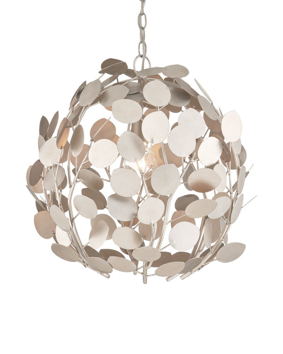 Currey and Company 9000-1198 One Light Chandelier, Contemporary Silver Leaf/Contemporary Silver