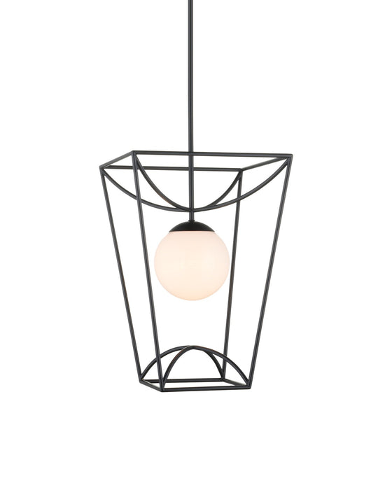 Currey and Company 9500-0011 One Light Lantern, Black/White