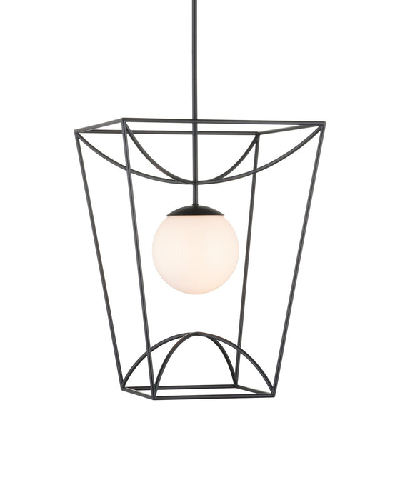 Currey and Company 9500-0012 One Light Lantern, Black/White