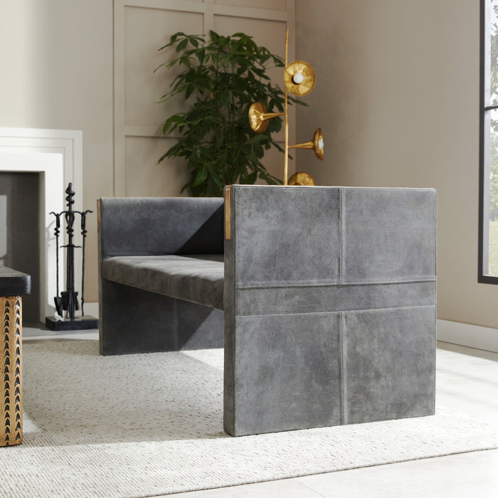 Arteriors FTI01 Settee, Slate Grey/Antique Brass