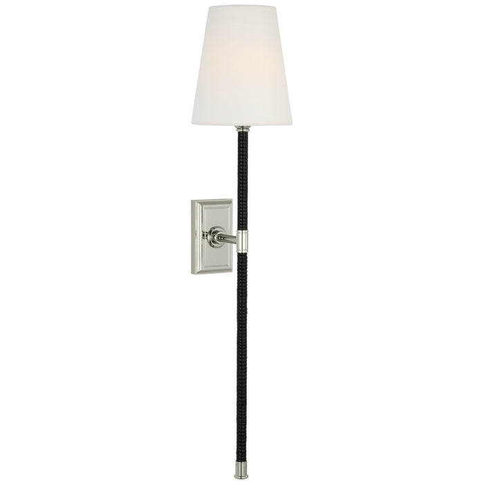 Visual Comfort Signature CHD 2085PN/BRT-L LED Wall Sconce, Polished Nickel and Black Rattan
