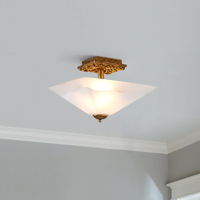 Lucas + McKearn FM1002G-2 Two Light Flush Mount, Gold Leaf