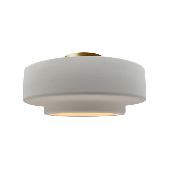 Justice Designs CER-6363-BIS-BRSS One Light Semi-Flush Mount, Bisque