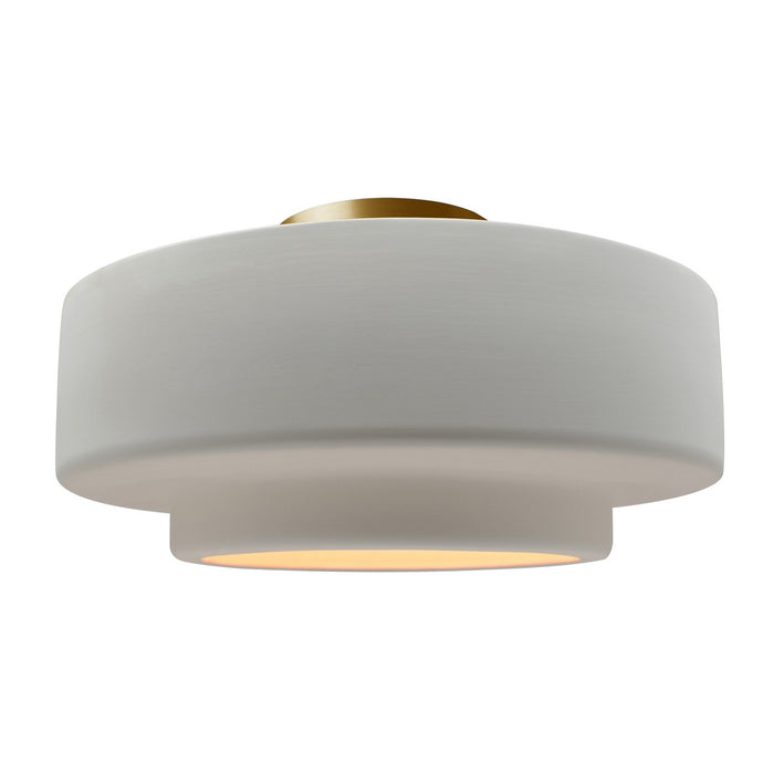 Justice Designs CER-6365-BIS-BRSS One Light Semi-Flush Mount, Bisque