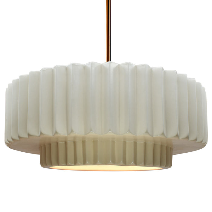 Justice Designs CER-6555-MAT-BRSS-RIGID One Light Pendant, Matte White
