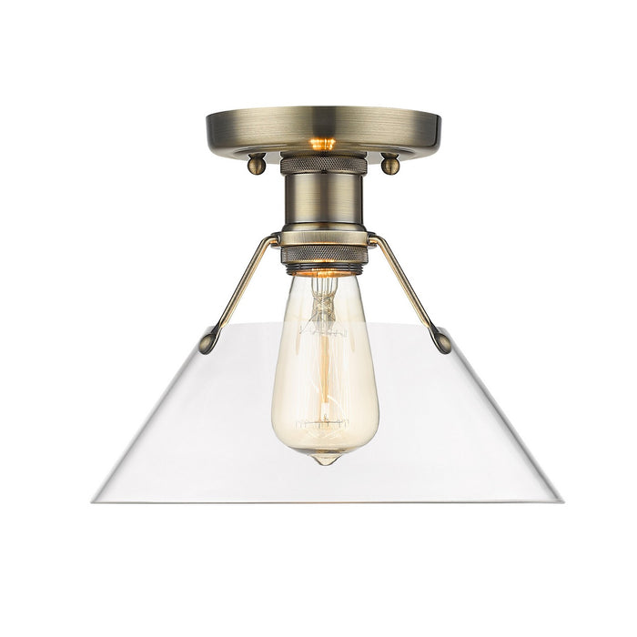 Golden 3306-FM AB-CLR One Light Flush Mount, Aged Brass