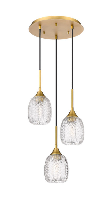 Innovations 323-3P-BB-G323-5CL Three Light Pendant, Brushed Brass