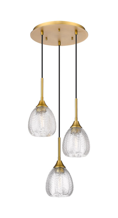 Innovations 323-3P-BB-G323-6CL Three Light Pendant, Brushed Brass