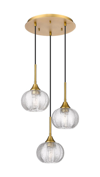 Innovations 323-3P-BB-G323-7CL Three Light Pendant, Brushed Brass