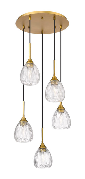 Innovations 323-5P-BB-G323-6CL Five Light Pendant, Brushed Brass