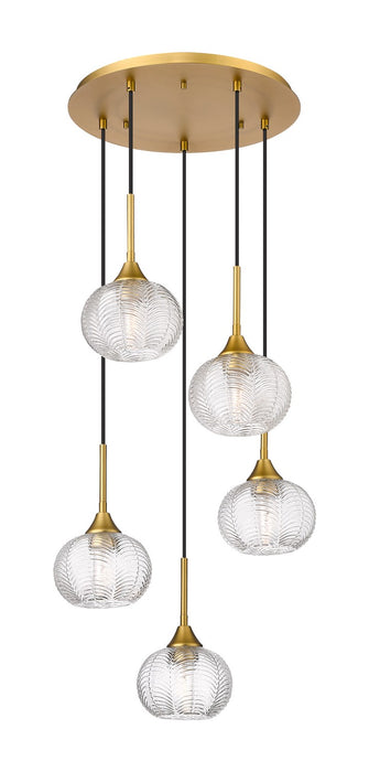 Innovations 323-5P-BB-G323-7CL Five Light Pendant, Brushed Brass