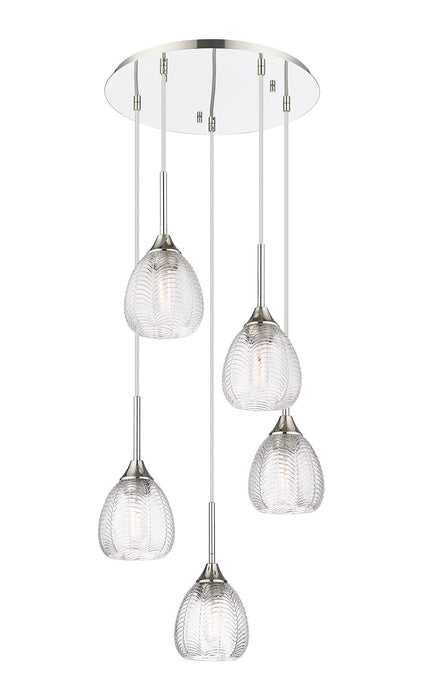 Innovations 323-5P-PN-G323-6CL Five Light Pendant, Polished Nickel