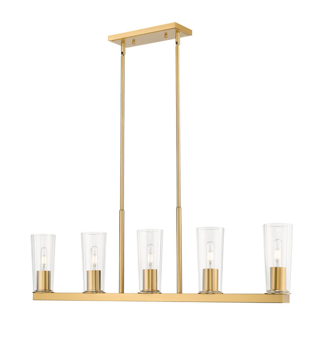 Z-Lite 826-5L-MGLD Five Light Linear Chandelier, Modern Gold