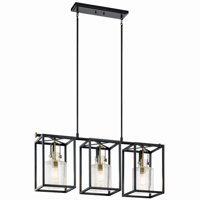 Kichler 52033NBR Three Light Linear Chandelier, Natural Brass