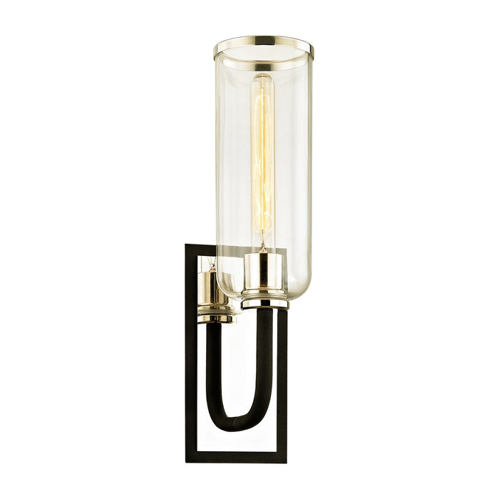 Troy Lighting B6271-TBK/PN One Light Wall Sconce, Textured Black & Polish Nickel