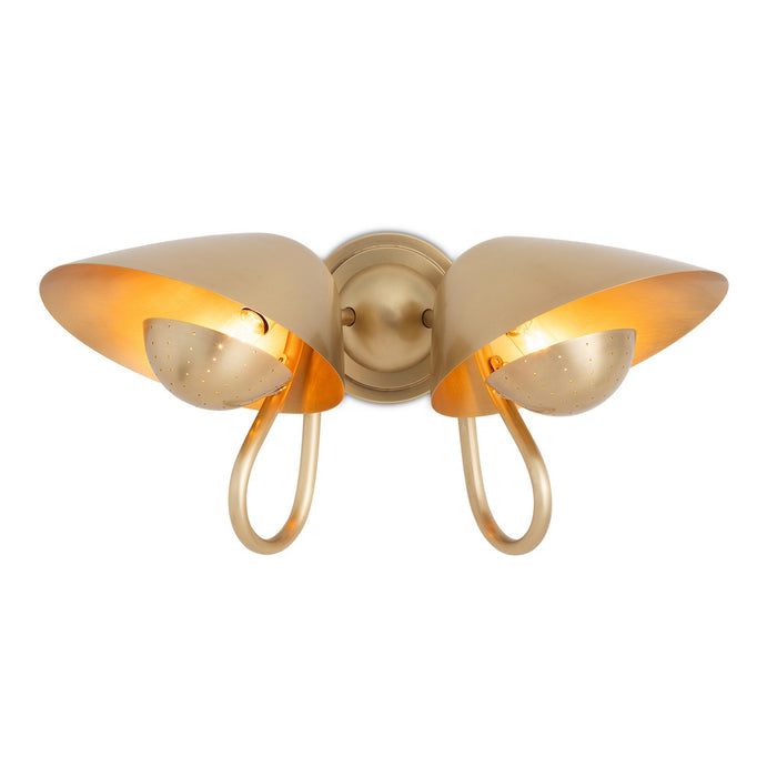 Regina Andrew 15-1231NB Two Light Wall Sconce, Natural Brass