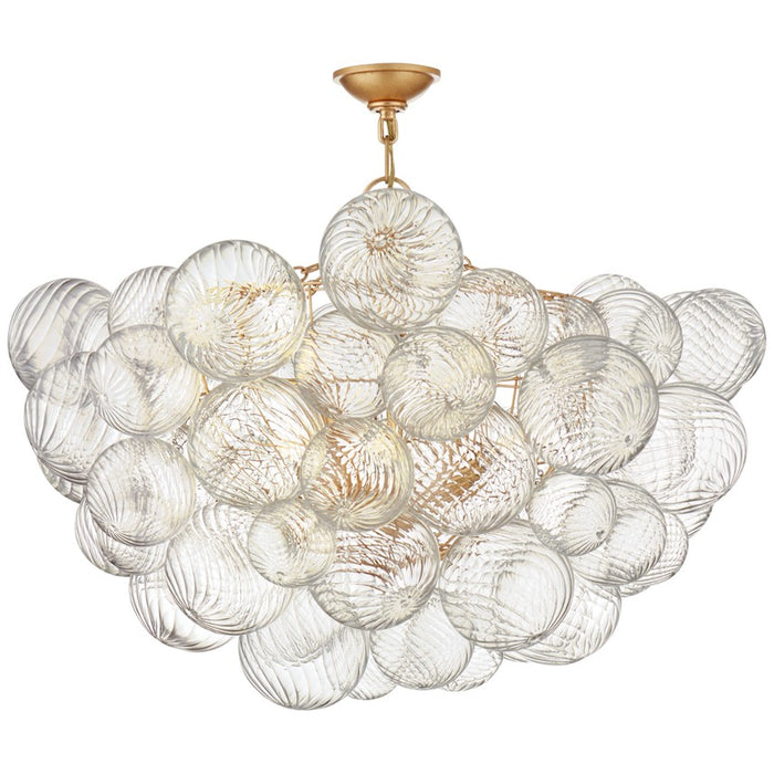 Visual Comfort Signature JN 4115G/CG Eight Light Semi-Flush Mount, Gild and Clear Swirled Glass