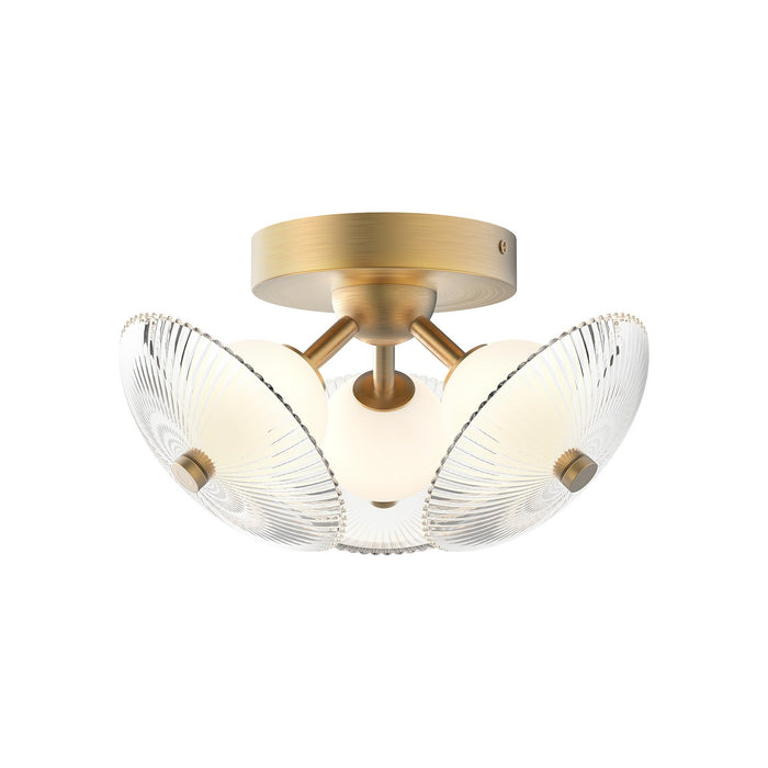 Alora FM417604BGCR-UNV LED Flush Mount, Brushed Gold/Clear Ribbed Glass
