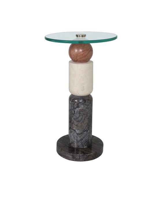 Currey and Company 3000-0309 Drinks Table, Natural / Brass / Clear