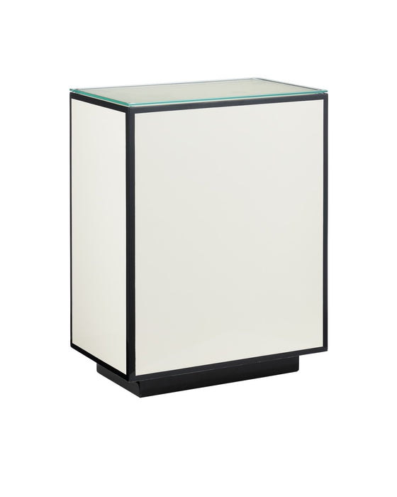 Currey and Company 3000-0313 Side Table, White / Black / Clear