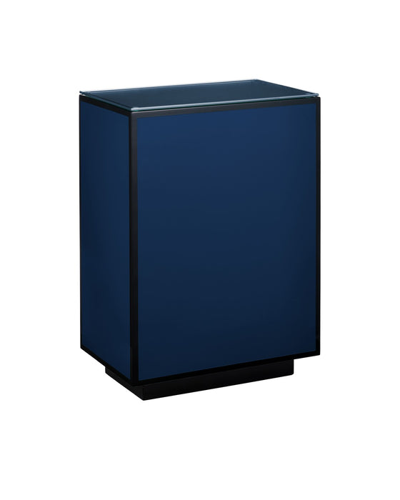Currey and Company 3000-0314 Side Table, Navy / Black / Clear