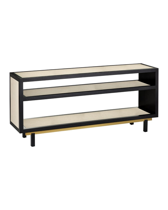 Currey and Company 3000-0318 Console Table, Ivory / Black / Brushed Brass / Clear