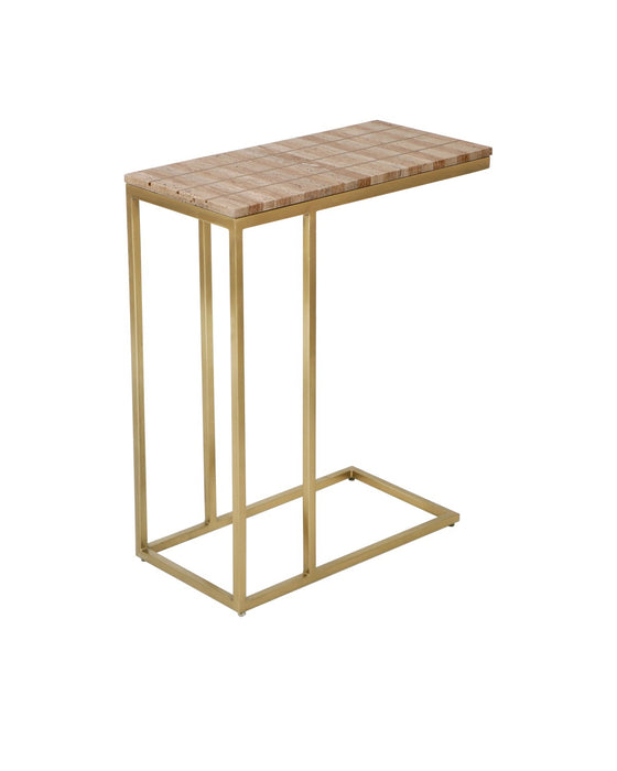 Currey and Company 4000-0203 Table, Natural / Brass