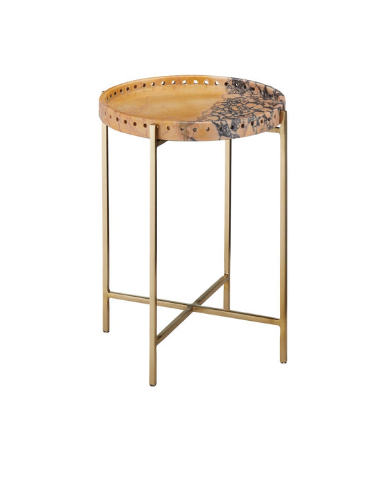 Currey and Company 4000-0211 Accent Table, Natural / Antique Brass
