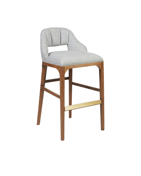 Currey and Company 7000-0832 Bar Stool, Morel Brown / Brushed Brass / Greenlight Powder