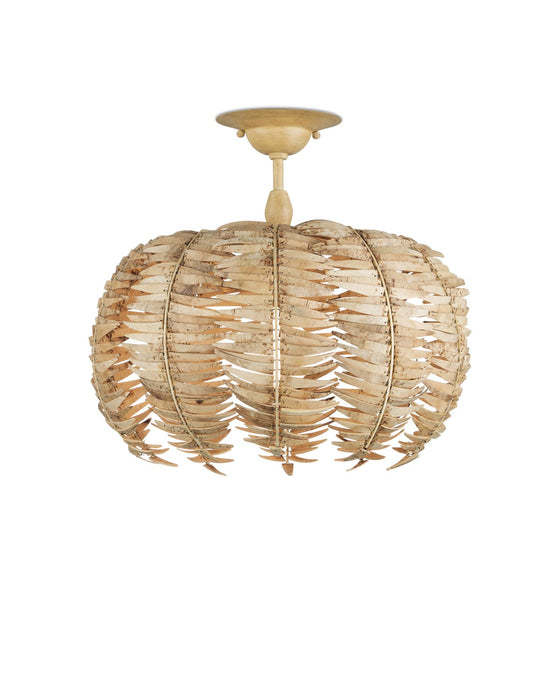 Currey and Company 9000-1258 LED Semi-Flush Mount, Natural / Coco Cream