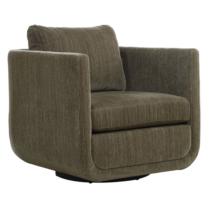 Uttermost 23879 Swivel Chair, Textured Chenille In Herb
