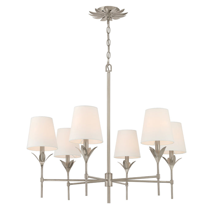 Crystorama 568-SA Six Light Chandelier, Antique Silver