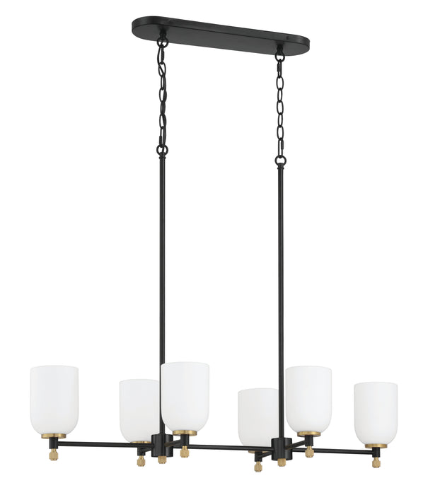 Craftmade 60376-FBSB Six Light Island Pendant, Flat Black/Satin Brass
