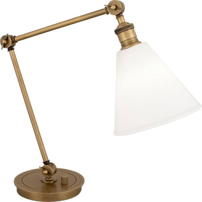 Robert Abbey 2419G One Light Table Lamp, Warm Brass/Cased White Glass w/Polished Exterior