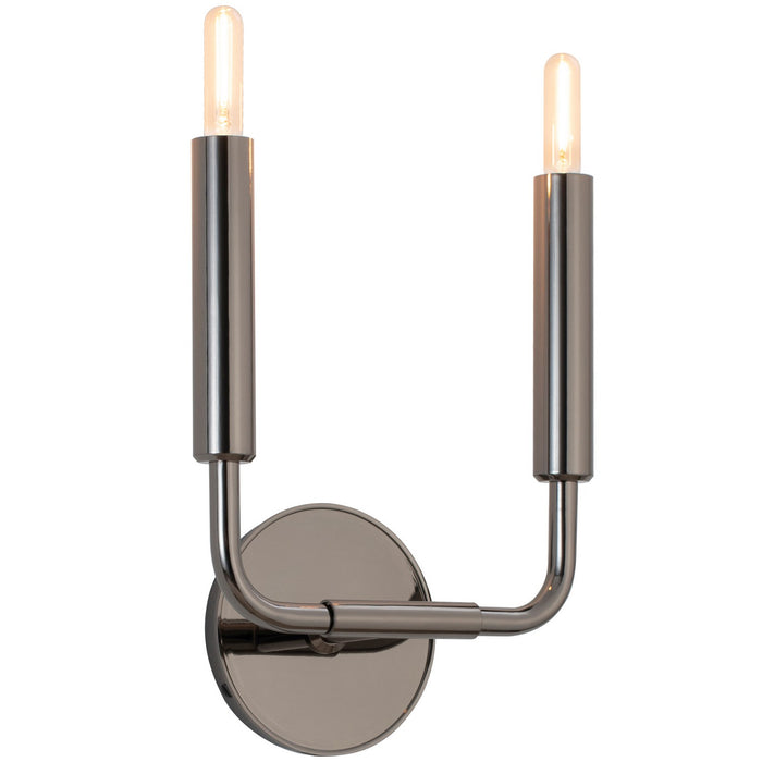 Robert Abbey B1406 Two Light Wall Sconce, Black Chrome