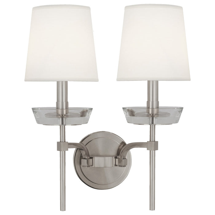 Robert Abbey S609C Two Light Wall Sconce, Polished Nickel w/ Clear Crystal