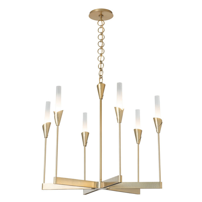 Hubbardton Forge 101702-SKT-86-WC0821 Six Light Chandelier, Modern Brass