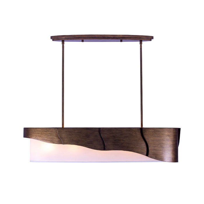 Kalco 523065BGD Five Light Linear Pendant, Pearlized Antique Brass