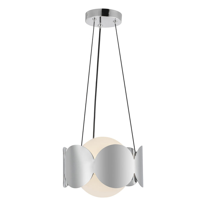 Kuzco Lighting CH59810-CH/OP One Light Chandelier, Chrome/Opal Glass