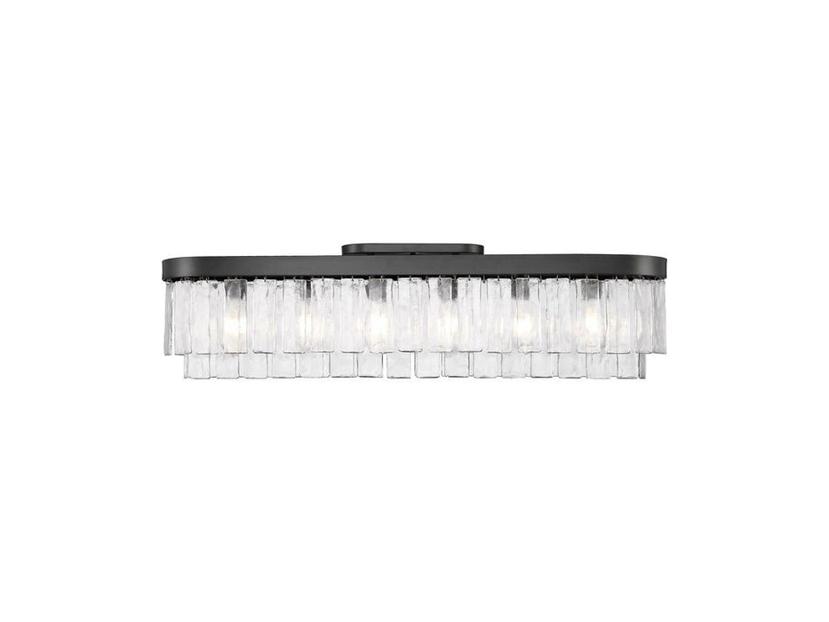 Golden 1768-FM42 BLK-HWG Six Light Flush Mount, Matte Black
